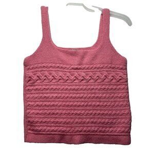 J.CREW Womens Merino Wool Alpaca Cable Knit Tank Top Sleeveless Vest Pink Sz XL